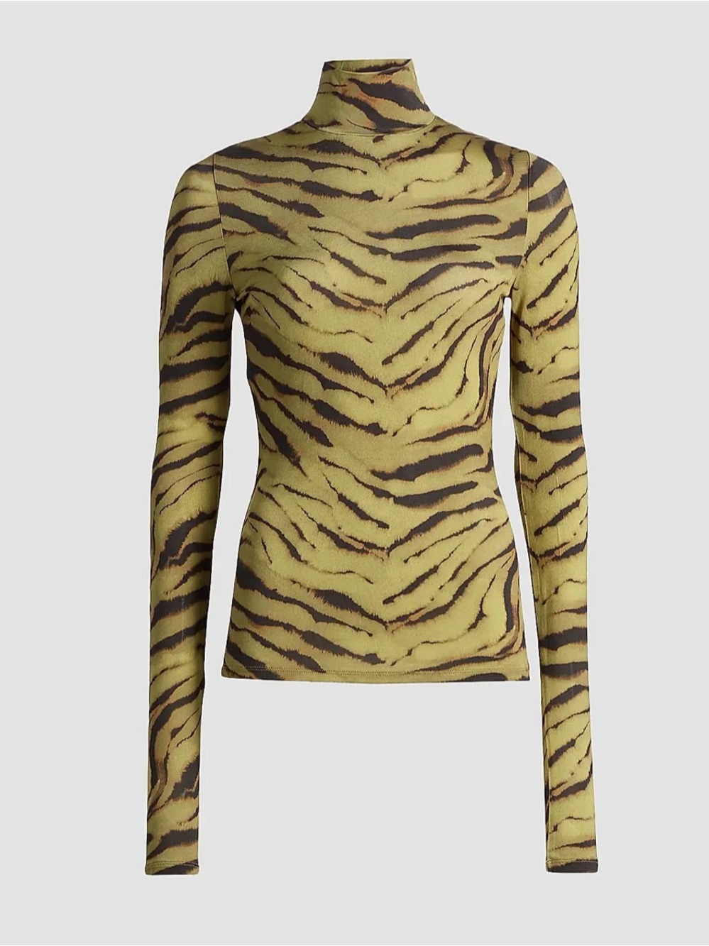 NWT GANNI Tiger-Stripe Jersey Turtleneck Top